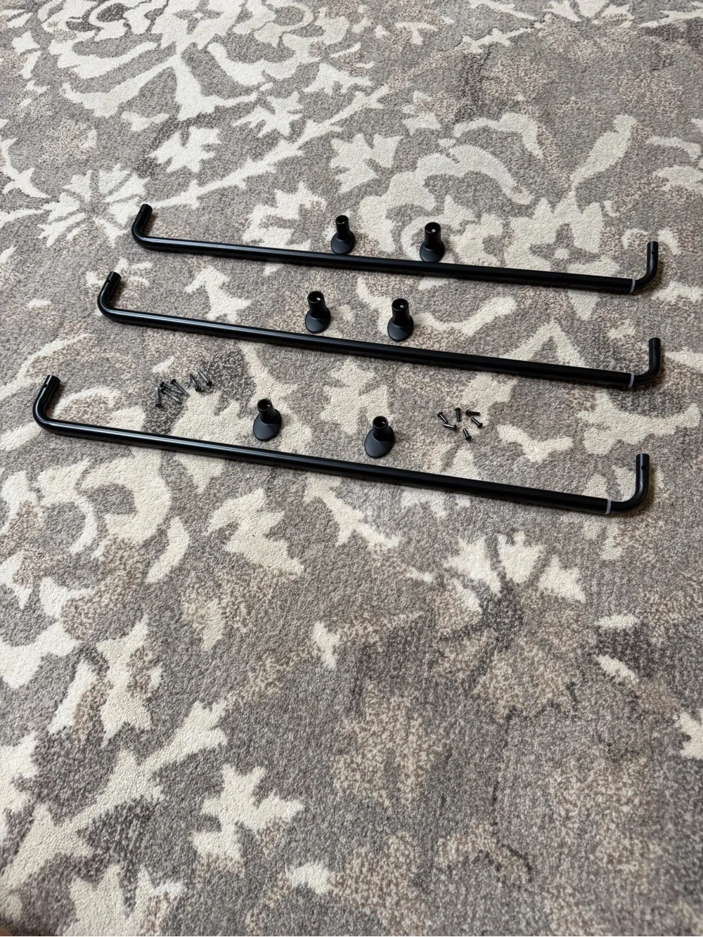Black Wall-Mount Towel or Handrail Set - Modern Home Wall Decor